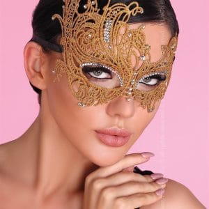 Guld lingeri maske m. dekorativ diamenter